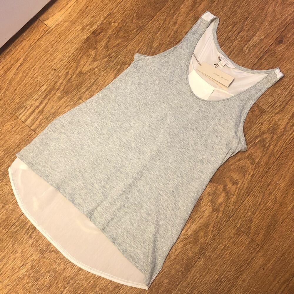 Banana Republic Heritage Gray White Heathered Silk Muscle Tank Top Size Small